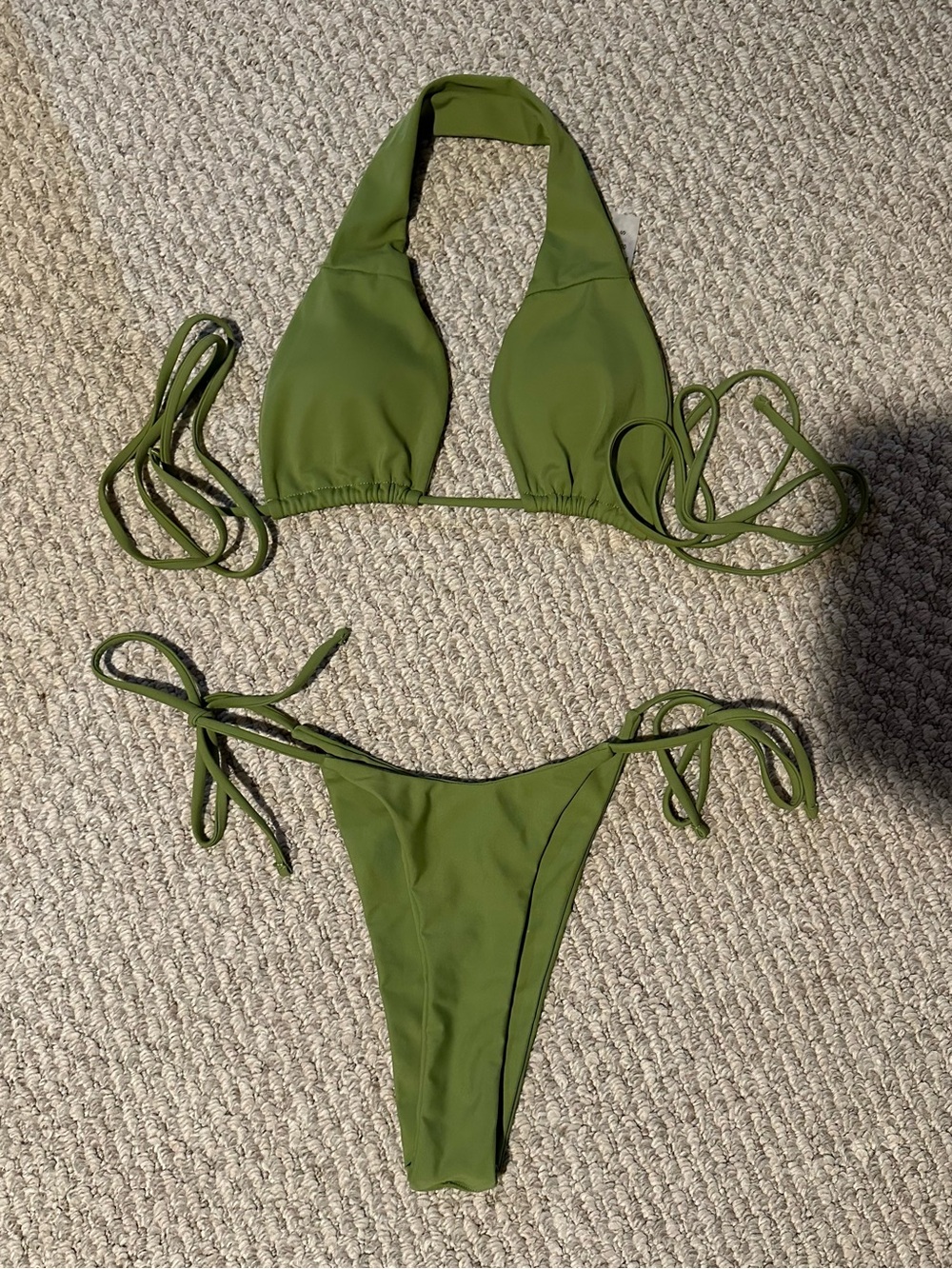 Olive Green String Bikini Set